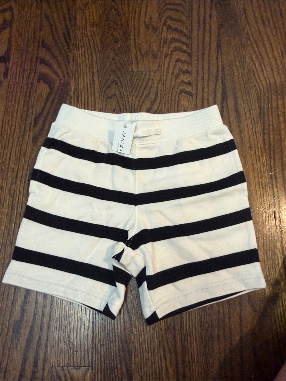 Janie and Jack Black and White Striped Knit Shorts